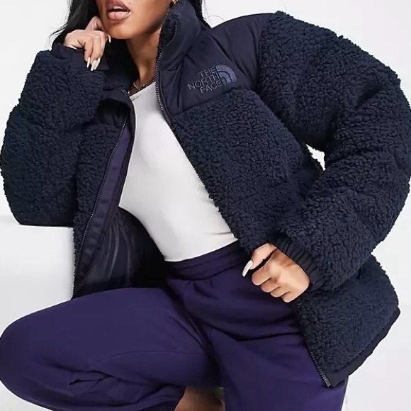 NEW The North Face Sherpa Nuptse Aviator Navy Jacket Womens XS Mens XXS Unisex - Picture 2 of 11